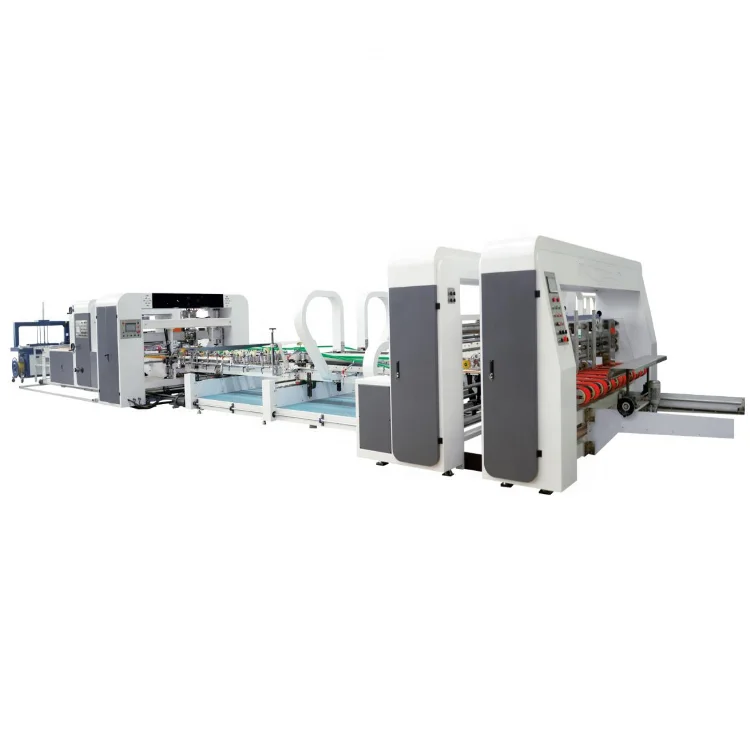 corrugated cardboard carton box forming machine folding gluing nailing with creasing wheel strapping machinery
