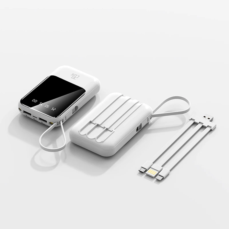 New Product Powerbank 4 in 1 Built In Cables Hot Sale Power Bank Fast Charging Power Banks 20000mah 10000 With Cables For Phones