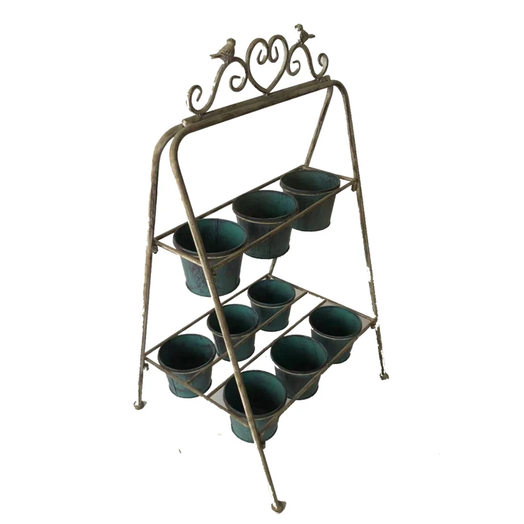 Уличная садовая металлическая подставка для растений с 9 держателями, стойка для цветочных горшков для украшения балкона и магазина цветов