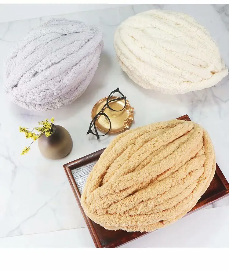 china fancy 100 recyle hand knitting ice bar yarn crochet polyester dyed chenille anti uv yarn egypt