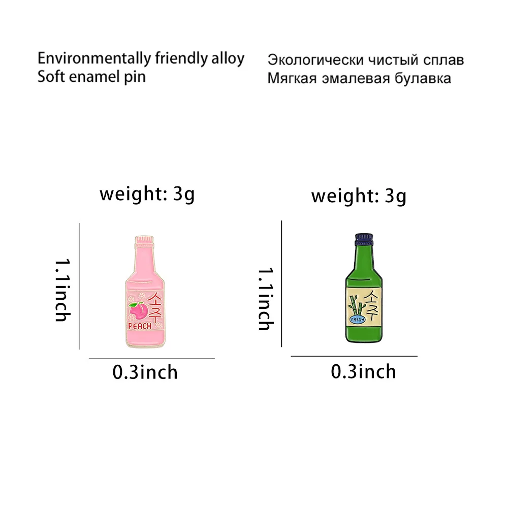 New Alloy Letter Series Brooch Ins Personality Trend Wine Bottle Shape Paint Badge Wholesale