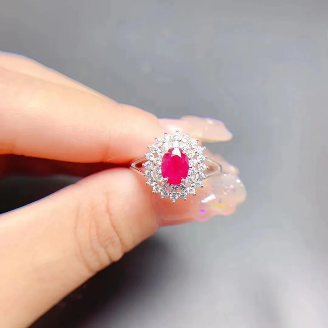 Factory Supply Custom 925 Sterling Silver Handmade Unique Engagement Natural Ruby Rings For Women