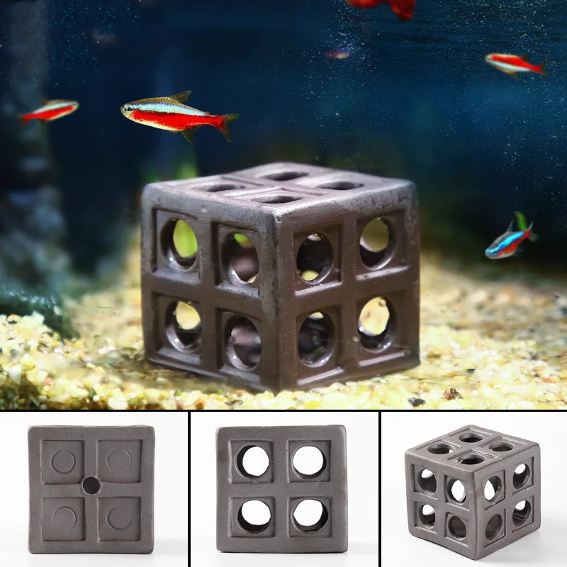 Aquarium Stone Cichlid Ornament Red Stoneware Mountain Shrimp Breeding Cave For Fish Tank