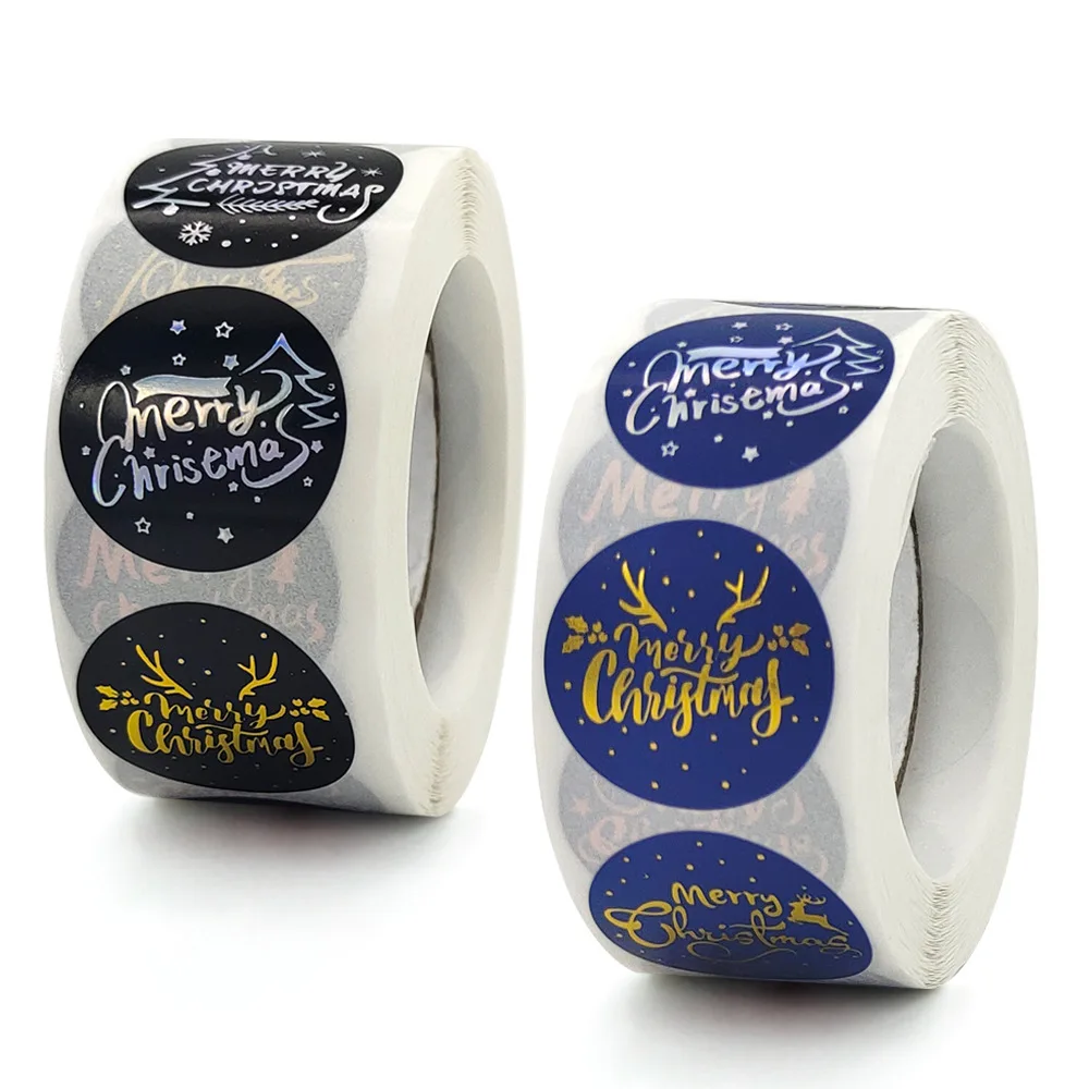 Black gilding Christmas stickers Holiday gift sealing paste happy New Year stickers