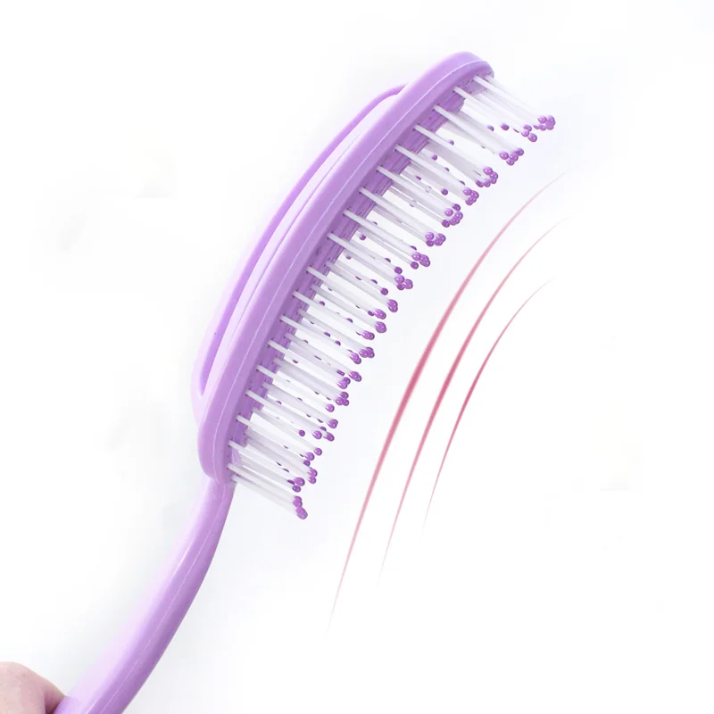 RU Plastic large curved hollow-out massage comb high cranial top fluffy styling comb large wave smooth hair massage comb