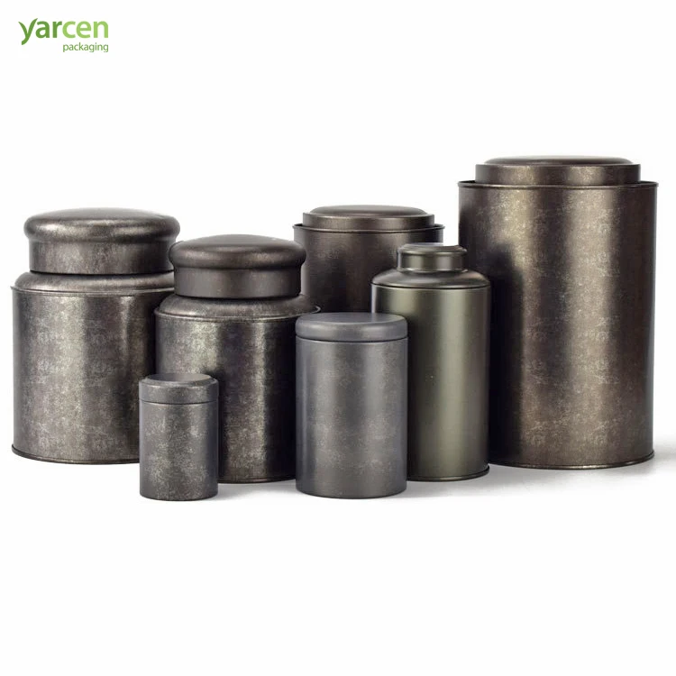 Wholesale Custom Retro Vintage Style Matt Finish  Black Tea Tin Box Packaging