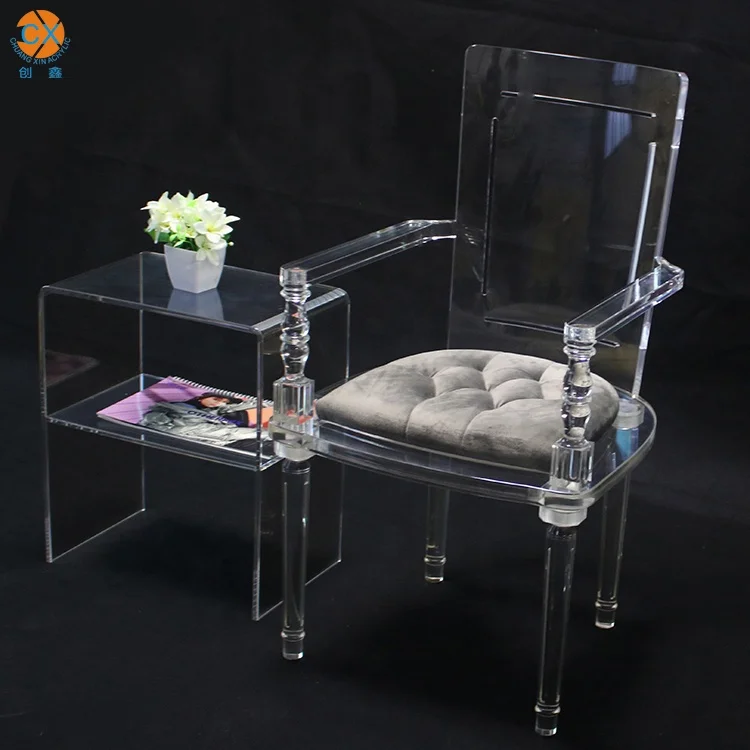 2021 New Design Luxury Clear  Acrylic Armrest Transparent Chair With  Colorful Cushion