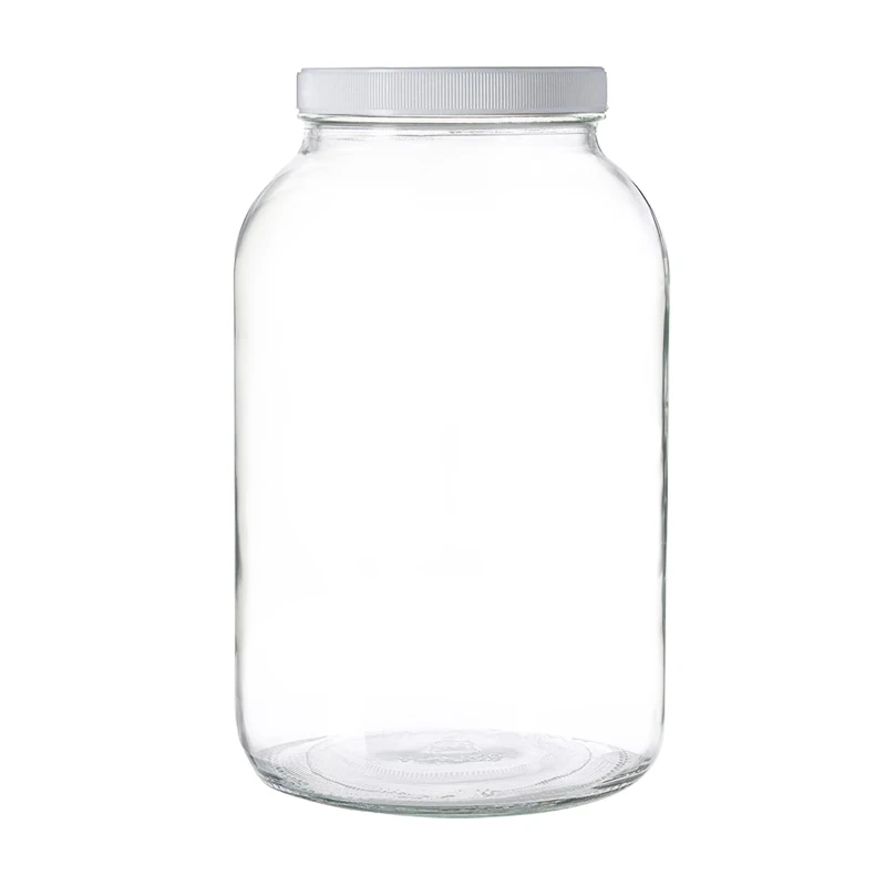 1 Gallon Glass Jar with Lid Wide Mouth Large Mason jars 128 oz Leak Proof Airtight Metal Lid and plastic lids