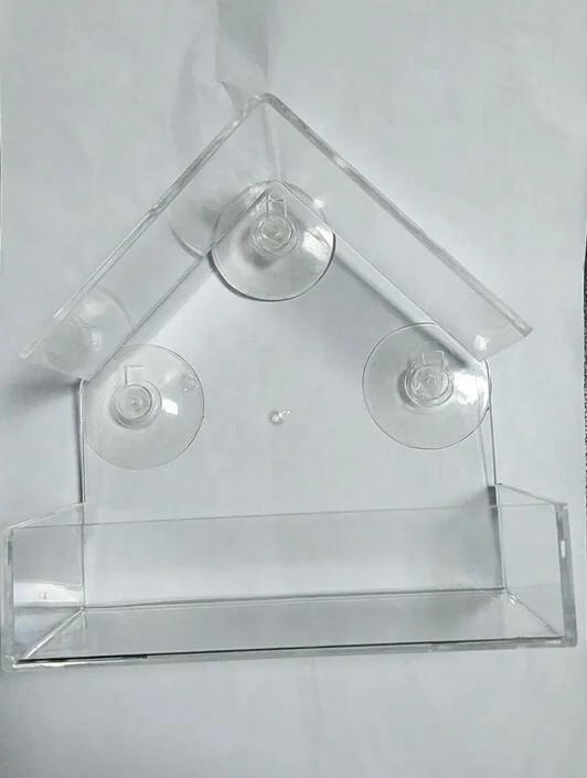 Wholesale High Quality Clear Acrylic Window Bird Feeder with Strong Suction Cups Triangle Roof for Wild Birds clear birdhouse