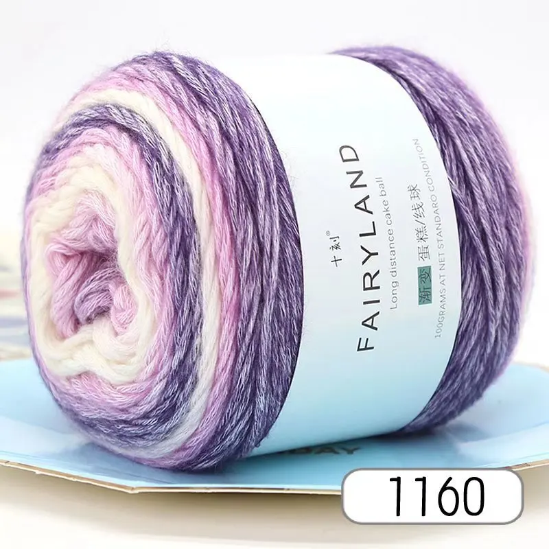 Wholesale  Popular High Quality 100g 1164 Ball Rainbow Cake Milk Acrylic Cotton Blended Yarn for Hand Knitting
