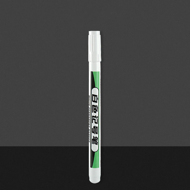 White Permanent Marker Waterproof Paint Pen For Woods Tyre Leather Fabric Metal Mark Fine Point Opaque Oil Based Ink