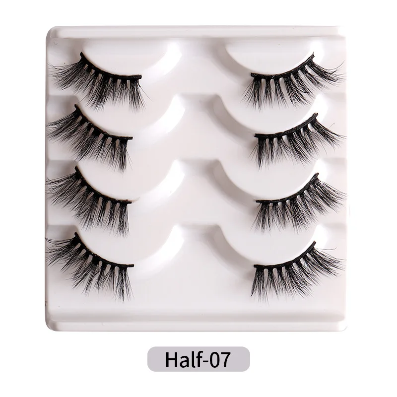 Wholesale 100% handmade elegant charm synthetic Fluffy Faux Mink half eyelashes full black strip Custom Own Brand