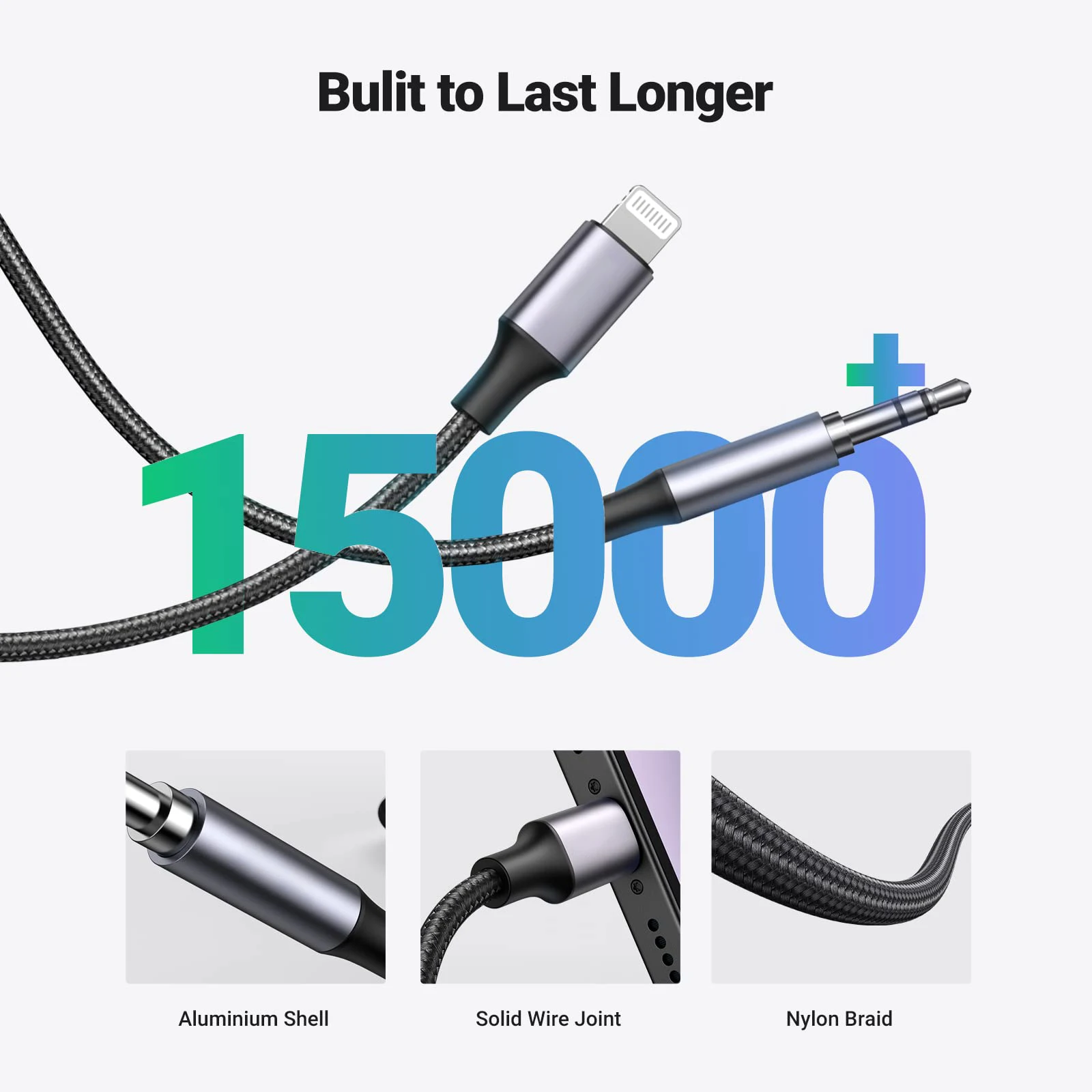 Aux Cord for iPhone Aux to Lightning Cable for Car Adapter 3.5mm Headphone Male Audio Jack Compatible with iPhone , 3.3FT