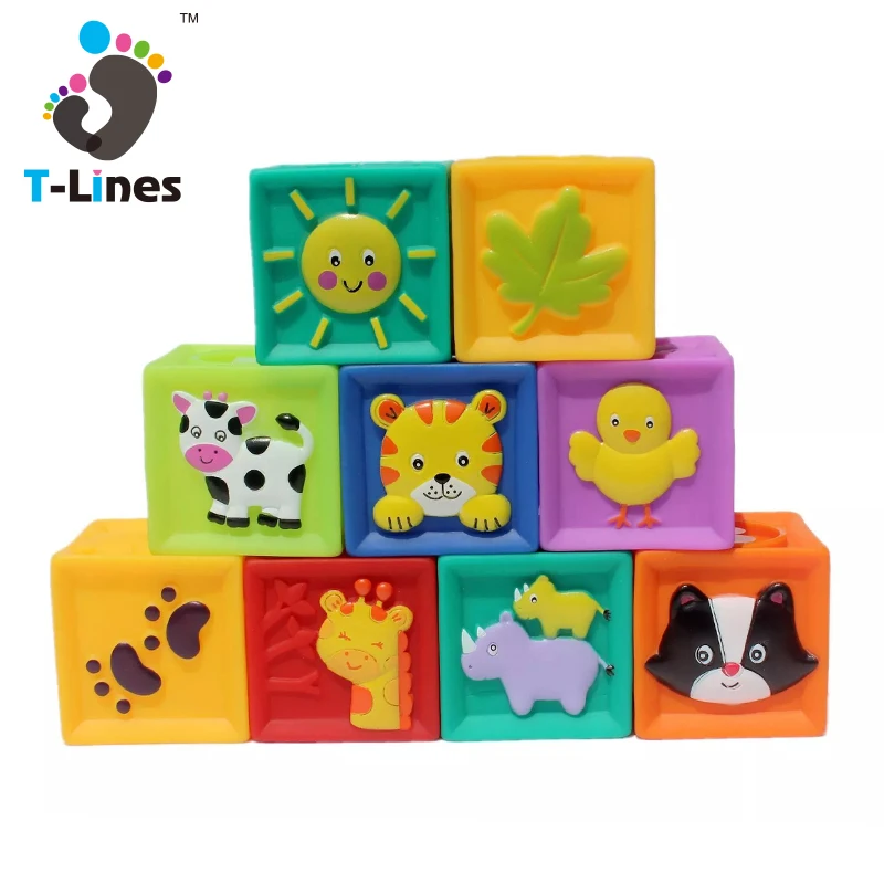 New Toys 2021 Silicon Building Block Soft Silicone Teethers Blocke Squeeze Bricks Toy Baby Building Blocks For Kids