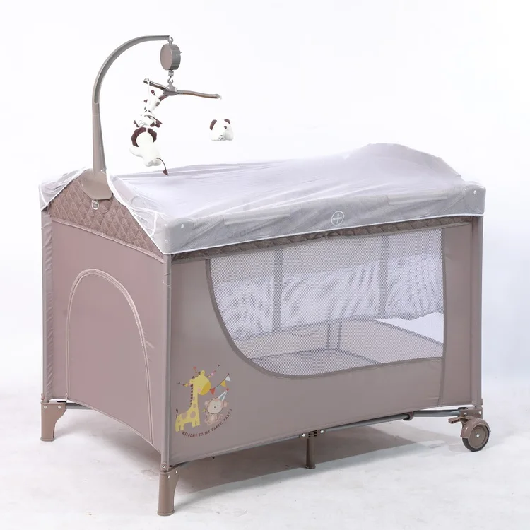 
Safety baby bed comfrotable baby travel cot Portable and Foldable Play Yard Simple Metal Baby Swing Bed 