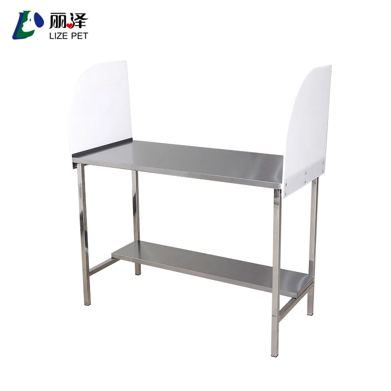 LIZE Stainless Steel Infusion Table Veterinary Instrument with Acrylic Baffle Clinic Equipment Animal Medical Care Pet Hospital