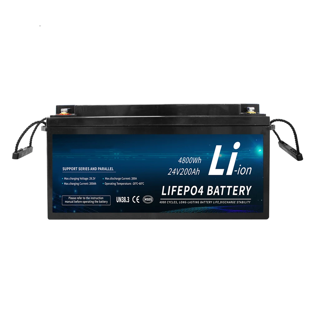 Factory Wholesale 24V 200A Lifepo4 Lithium Ion 100Ah BMS Battery Pack Rechargeable for Forklift RV/Electric Golf Carts
