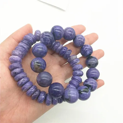 Бесплатная доставка, подарки с кристаллами, высококачественные браслеты из 100% натурального фиолетового хароита, Исцеляющие бисером, браслет из кристаллов для оптовой продажи