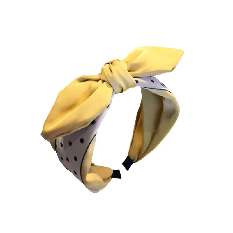 South Korea Simple New Quality Solid Color Striped Rabbit Ear Bow Wide Edge Tooth Non-slip Headband Ladies