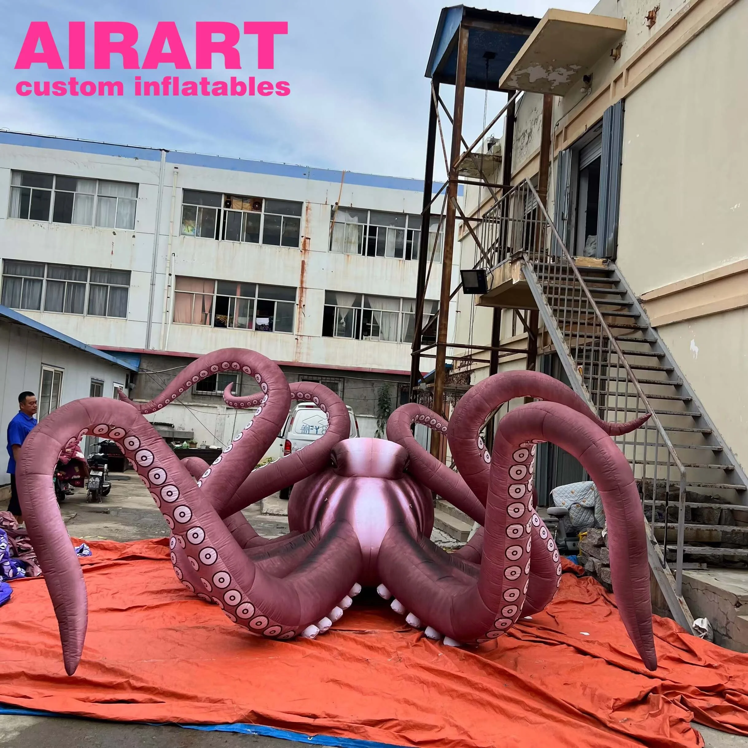 Event stage decoration dj performance inflatable octopus stage tent booth