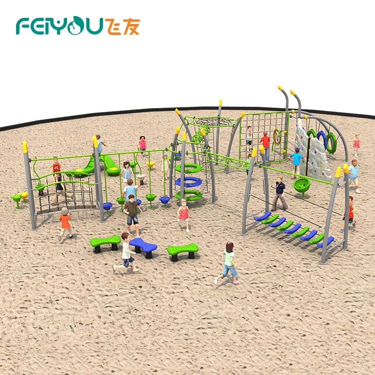 Adventure Outdoor Playground Rope Ninja Warrior Obstacle Course Fitness Equipment  For Kids