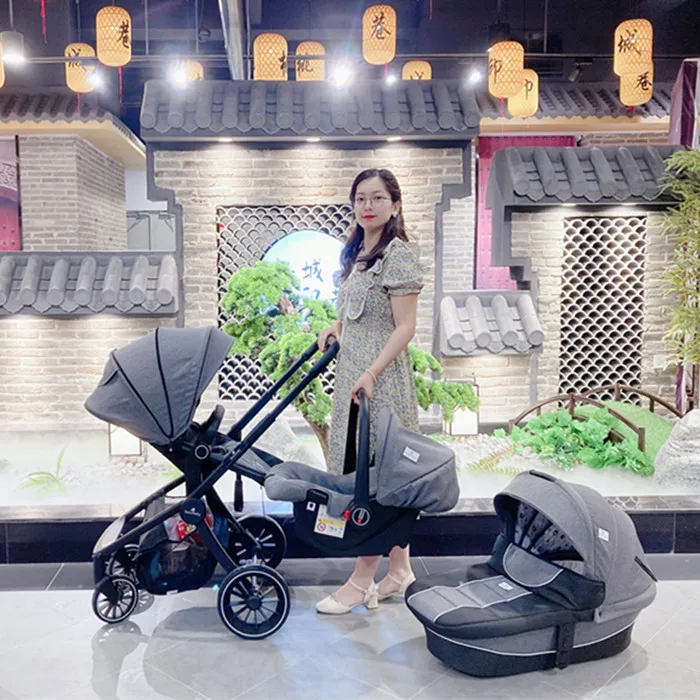 
Wholesale EN1888 Folding Bi-directional High Landscape Baby Stroller 3 in 1 Luxury Baby Pram Baby Carriage For Sale 