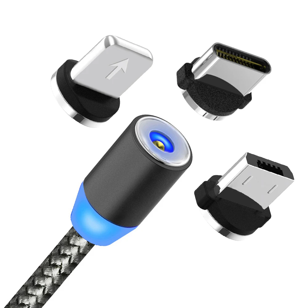 
Custom Logo AM17 2M 360 Degree 3A Cable Magnetic Luminous Usb Led Data Cable 