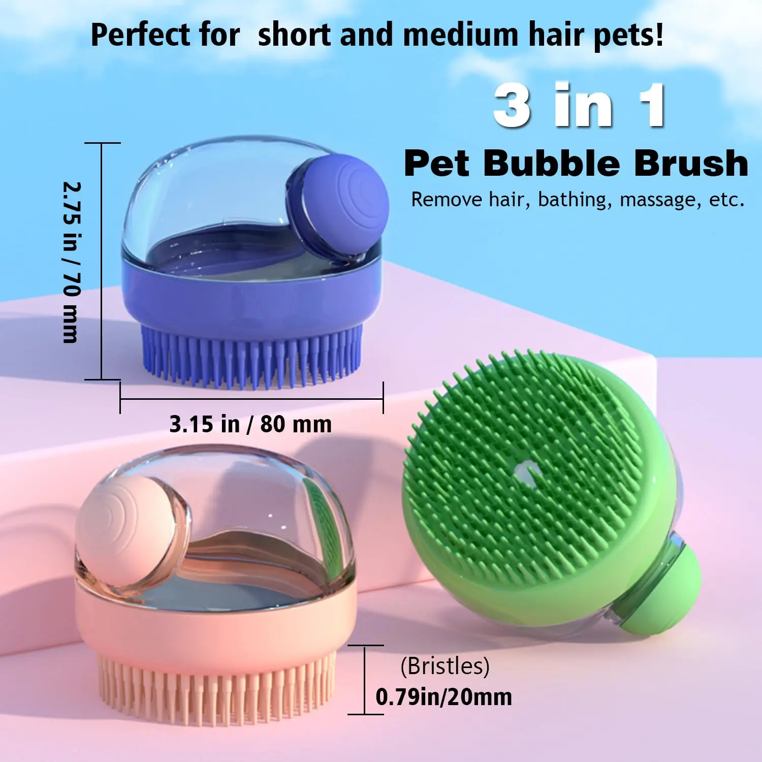 Soft Silicone Bristle Pet Grooming Tool Shower Shampoo Bath Brush Dog Shampoo Dispenser Massage Brush