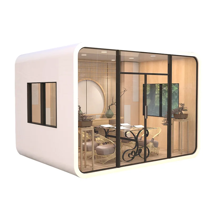 Contemporary Mobile Office Glass Room Apple Cabin Activity Space Warehouse Home Stay House Outdoor Space Capsule Steel Structure