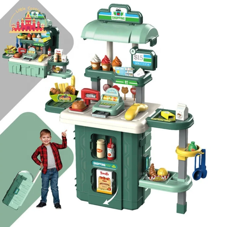 Newest Pretend Children Plastic Play Kitchen Toys Tableware Trolley Case with Hair Dryer SL10D066