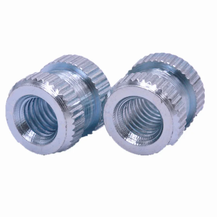 
Zine Plated Flat Head Round Straight Knurled Inserts Nuts with Collar M4 