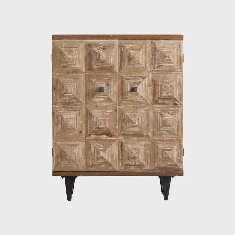 French vintage entryway cabinet with iron leg decorative carved cabinet for the living room solid wood sofa side cabinet