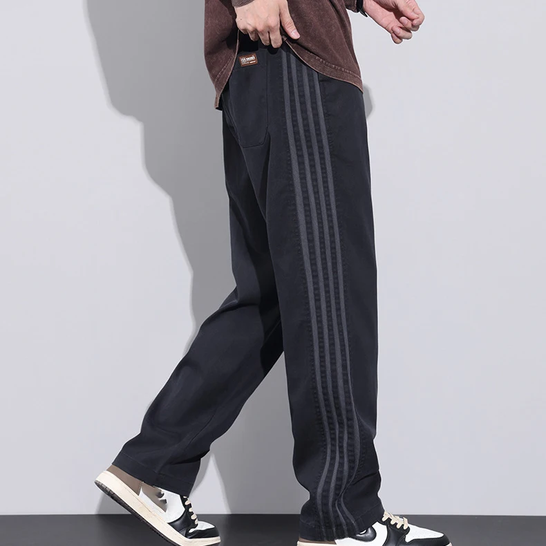 Loose Style Oversized Black Boys, Pants Wide Leg Straight OEM Casual Pants Drawstring Sweatpants Solid Color Pants For Men/