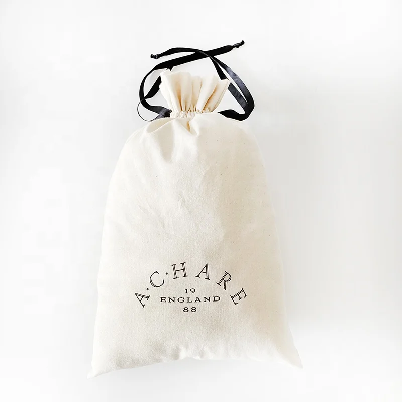 Cheap Large Cotton Drawstring Shoes Dust Pouches With Ribbon String