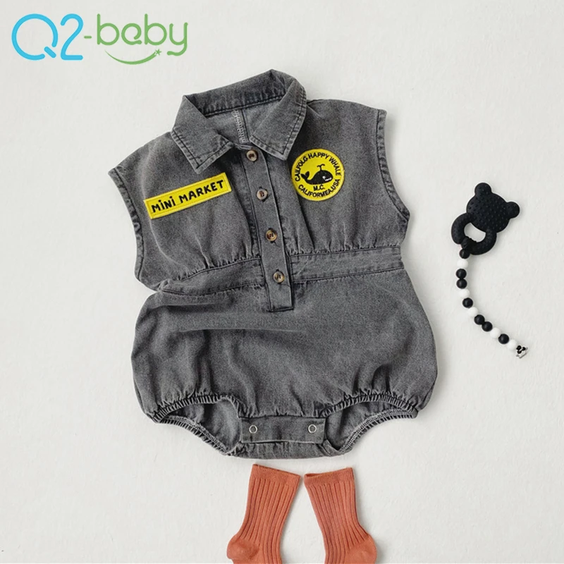 
Summer jumpsuit baby infants trendy wild tooling casual sleeveless baby denim jumpsuit romper baby 3600 