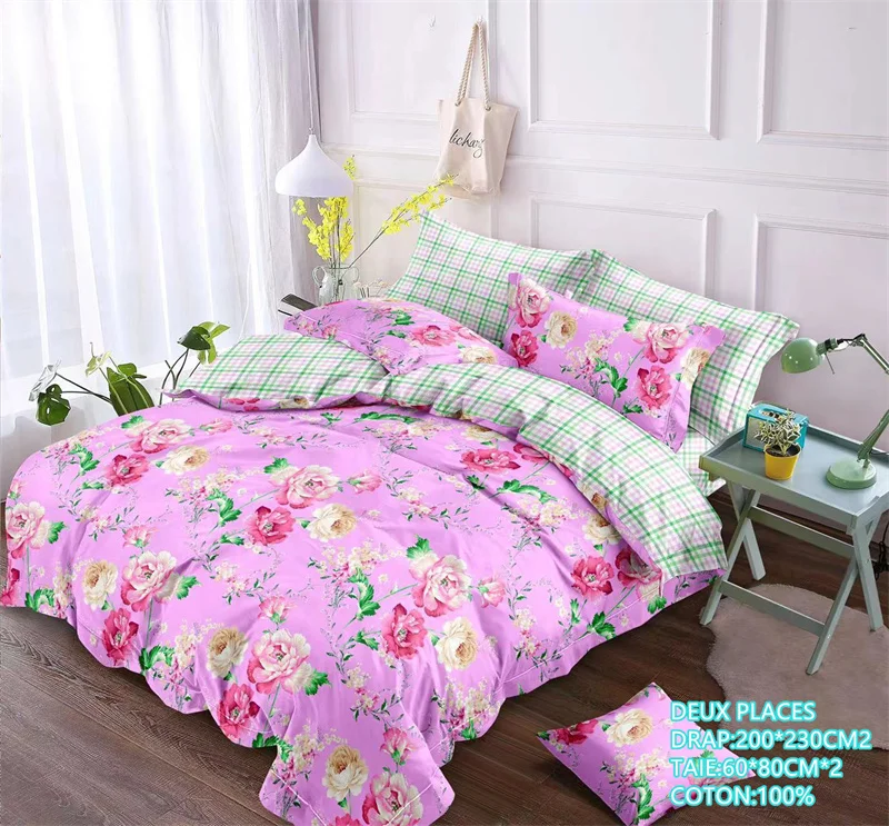 Wholesale Jiajia Two Sheets and Two Pillowcases Bed Sheet Set 100% Cotton 2 Places Sheet Sets Trois Place