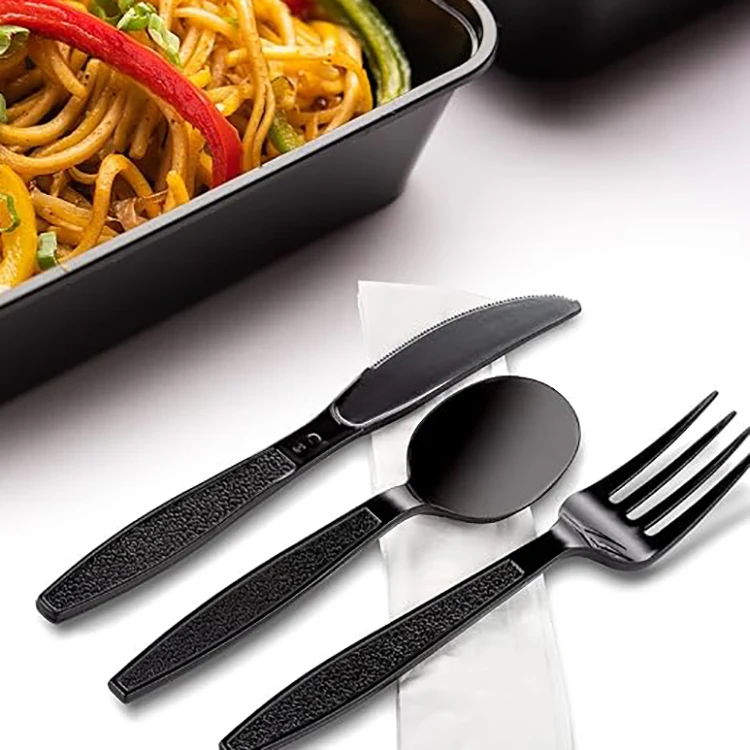 Heavy-Duty Plastic Disposable Spoons Forks Knives Cutlery Set for Buffet and Catering Services