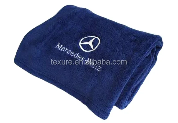 Embroidered Microfiber Fabric Travel Pillow Blanket with Zipper Bag