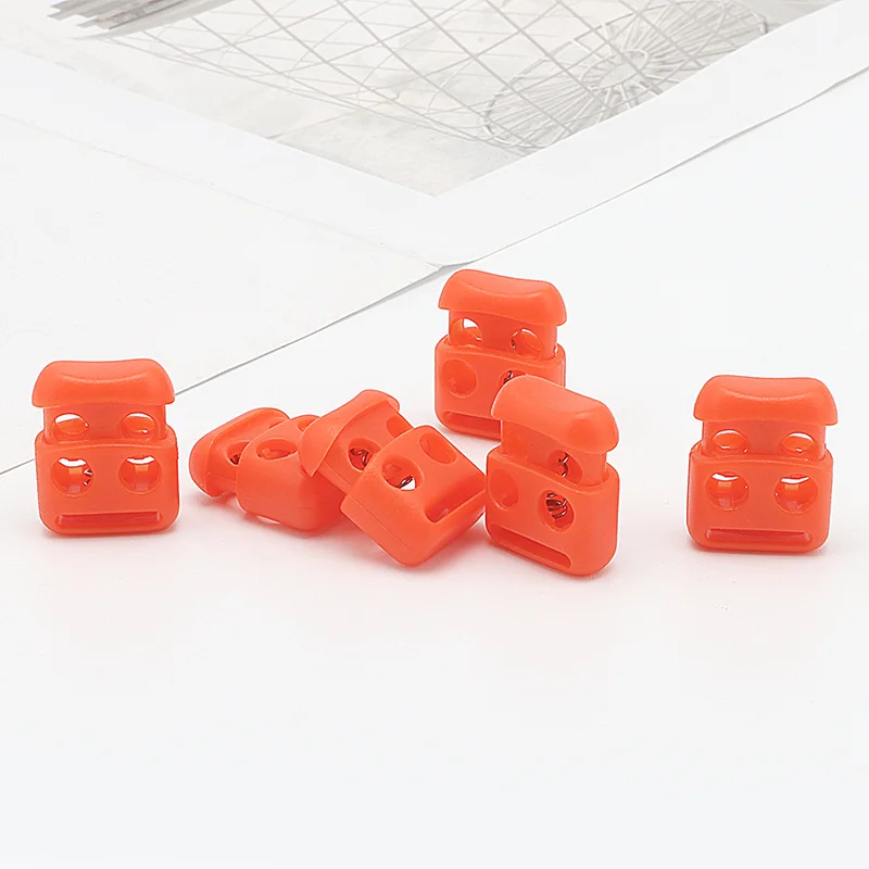 Fashion Metal Elastic 2 Hole Spring Cord Toggle Cord Lock Hardware Drawstring Rope  Garment Accessories