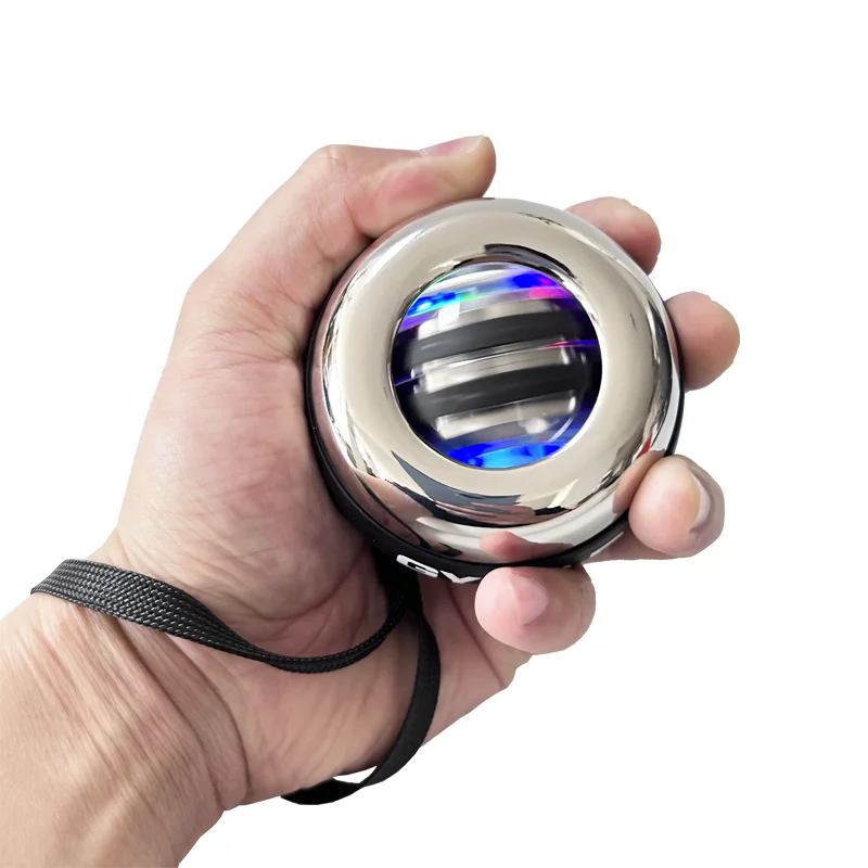 Hand Strength Exercise Ball Metal Shell Gyro Ball LED Light Wrist Exercise Ball for Hand Exercise