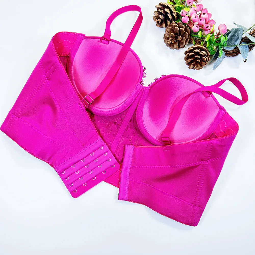 Handmade Beaded Padded Straps Women Ladies Cropped Tops Boning Corsage Bustier Bra Bustier Corselet Silver Sequin Gold Corset