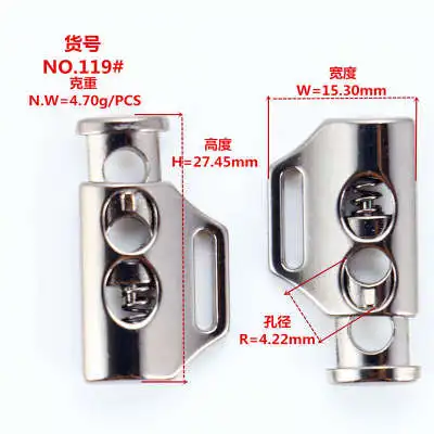 
 2019 торговая гарантия, металлический переключатель, 2 отверстия, шнур, блокировка мешков, пробка  