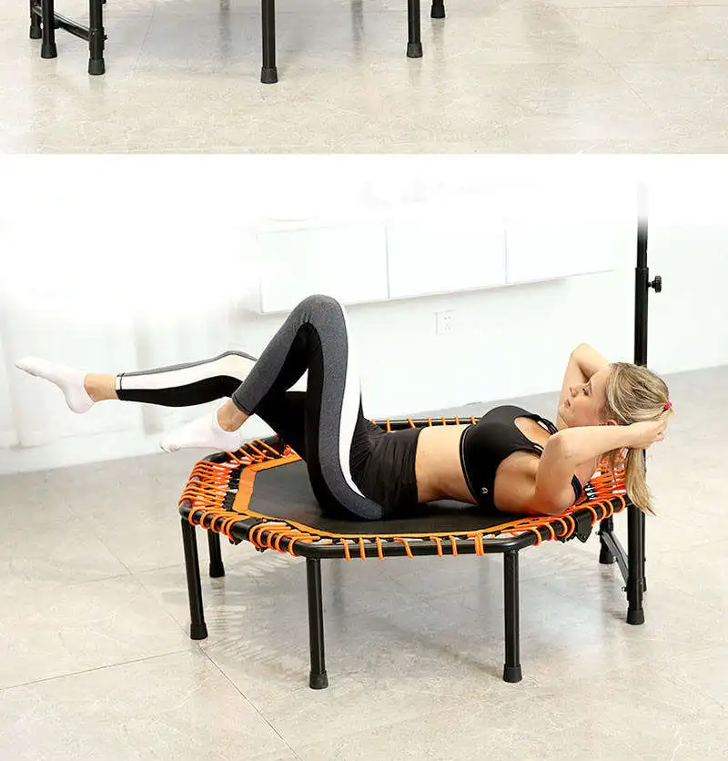 40 Inch Octagonal Trampoline With Adjustable Handle Bar Folding Durable Bungee Jumping Cardio Training Bounce Bed