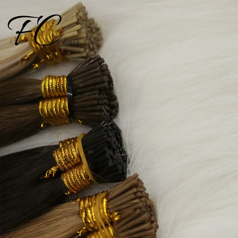 Pre-bonded wholesale best U/I/V/Flat/Fan-tip keratin  100% Russian human double drawn remy hair extensions full cuticle export