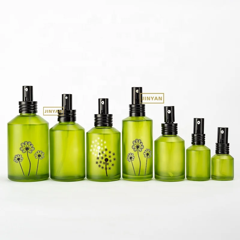 Black Glass Pump Spray Bottles 15ml 30ml 60ml 120ml 200ml 1OZ 2OZ 4OZ 7OZ for Skincare Moisture Serum and Eye Drop Oil