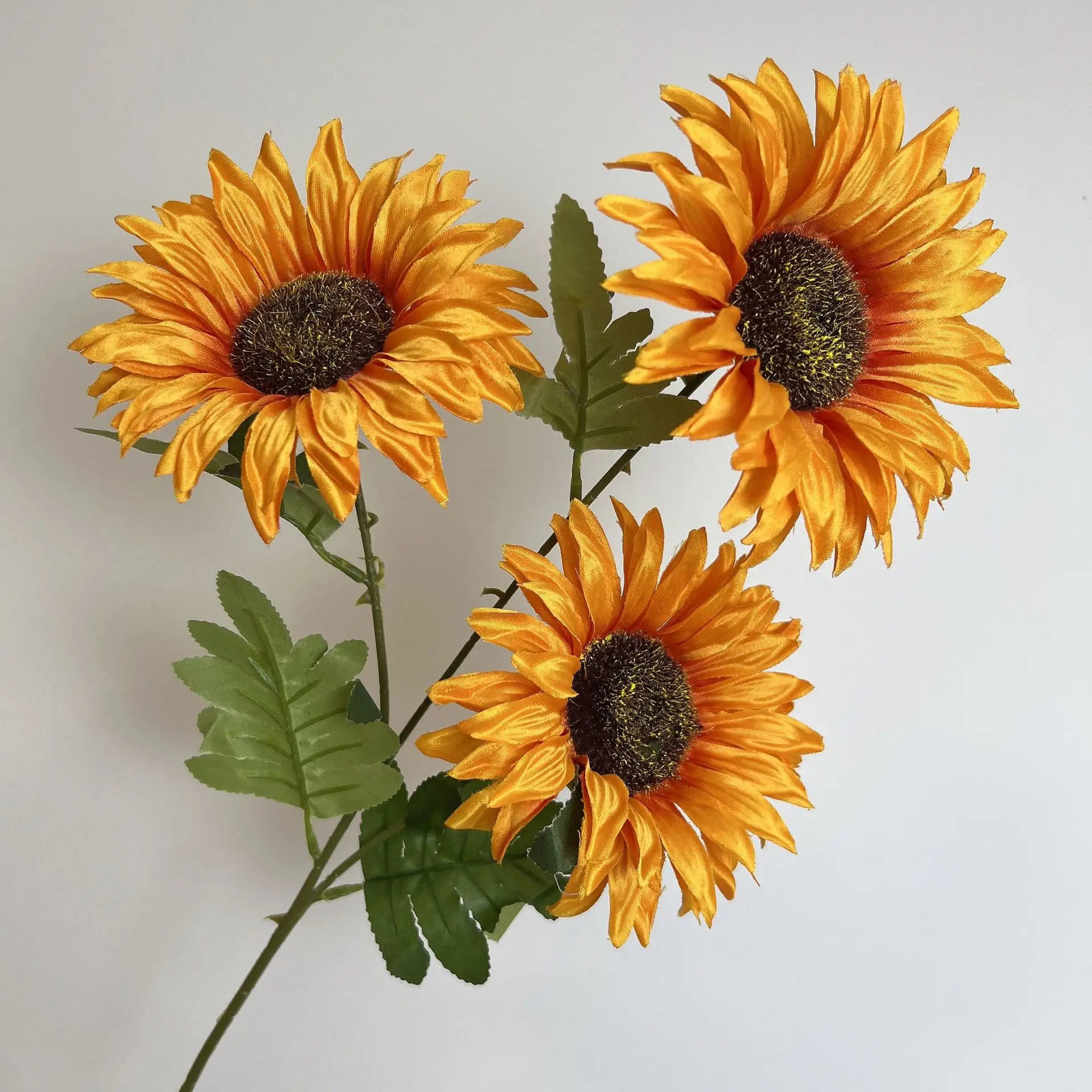 65CM High Quality Silk Large Sunflower for Wedding Decoration Vivid Colors 3 Heads Sunflower