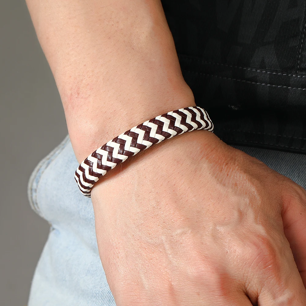 Hiphop fashion jewelry bracelets bangles magnet Clasp PU leather bracelet OEM wristband for men