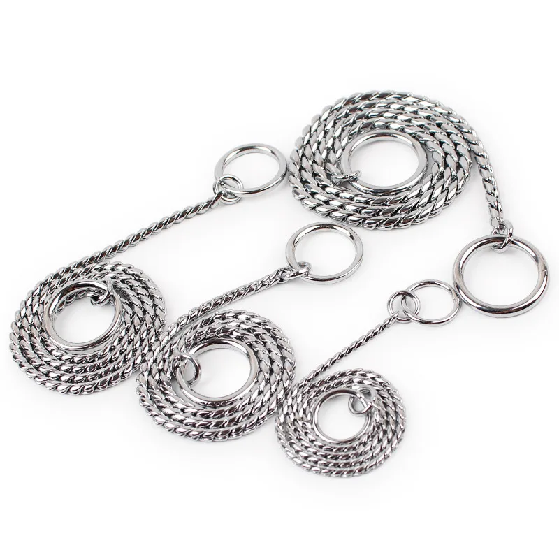 2024 High Quality Stainless Steel Dog Collar Pet Snake Chain P Leash Strong Metal Chain Dog Training Choke Collar for Dog