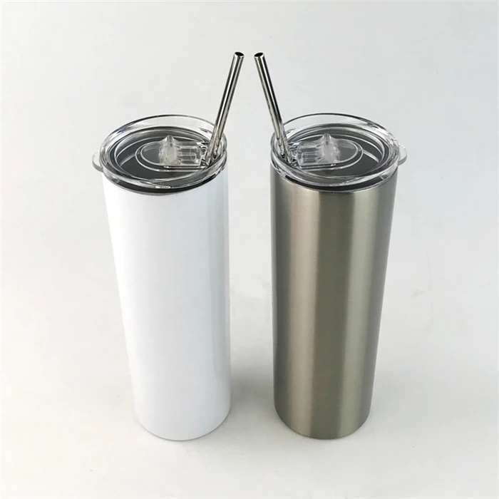 Wholesale DIY 20 oz 600ml Straight Blank Vacuum Flasks Sublimation Tumbler With Stainless Steel Straw
