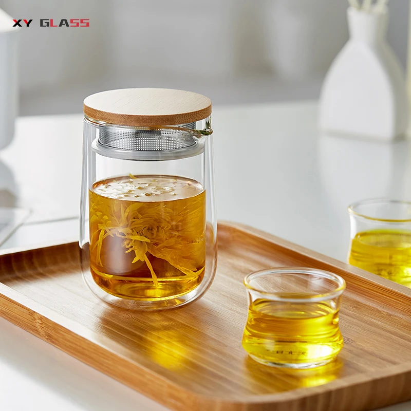 New arrival with bamboo strainer heat resistant glass travel tea maker